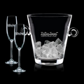 Italia Crystalline Champagne Bucket w/ 2 Flutes